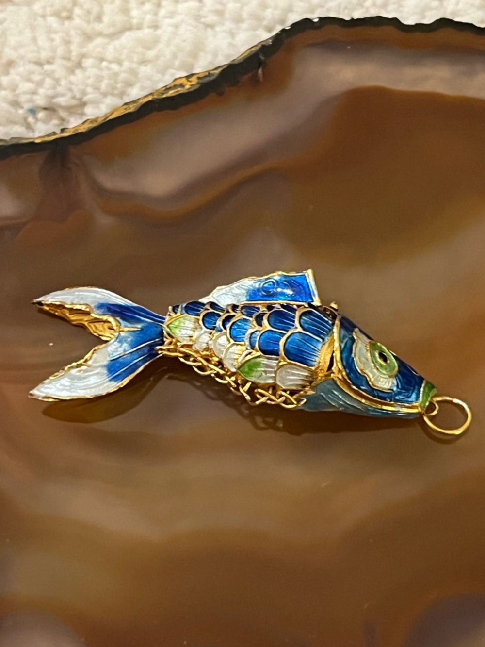 Blue Enamel Fish Pendant - Gold Accent (Brand Unbranded) - Picture 2 of 2